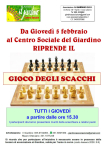 Da giovedì 5 Febbraio il gioco degli scacchi al Giardino